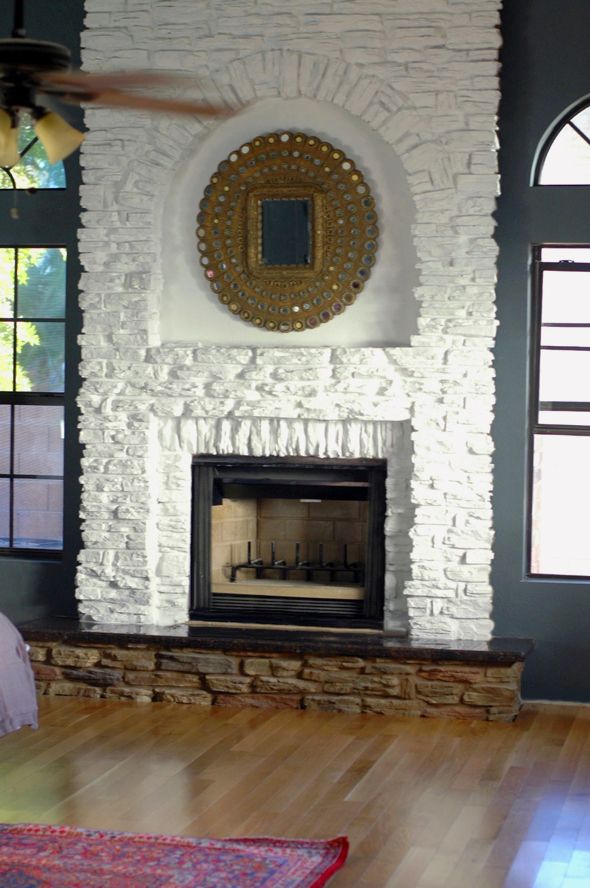 Painting Our (Faux) Stone Fireplace - Little Green Notebook